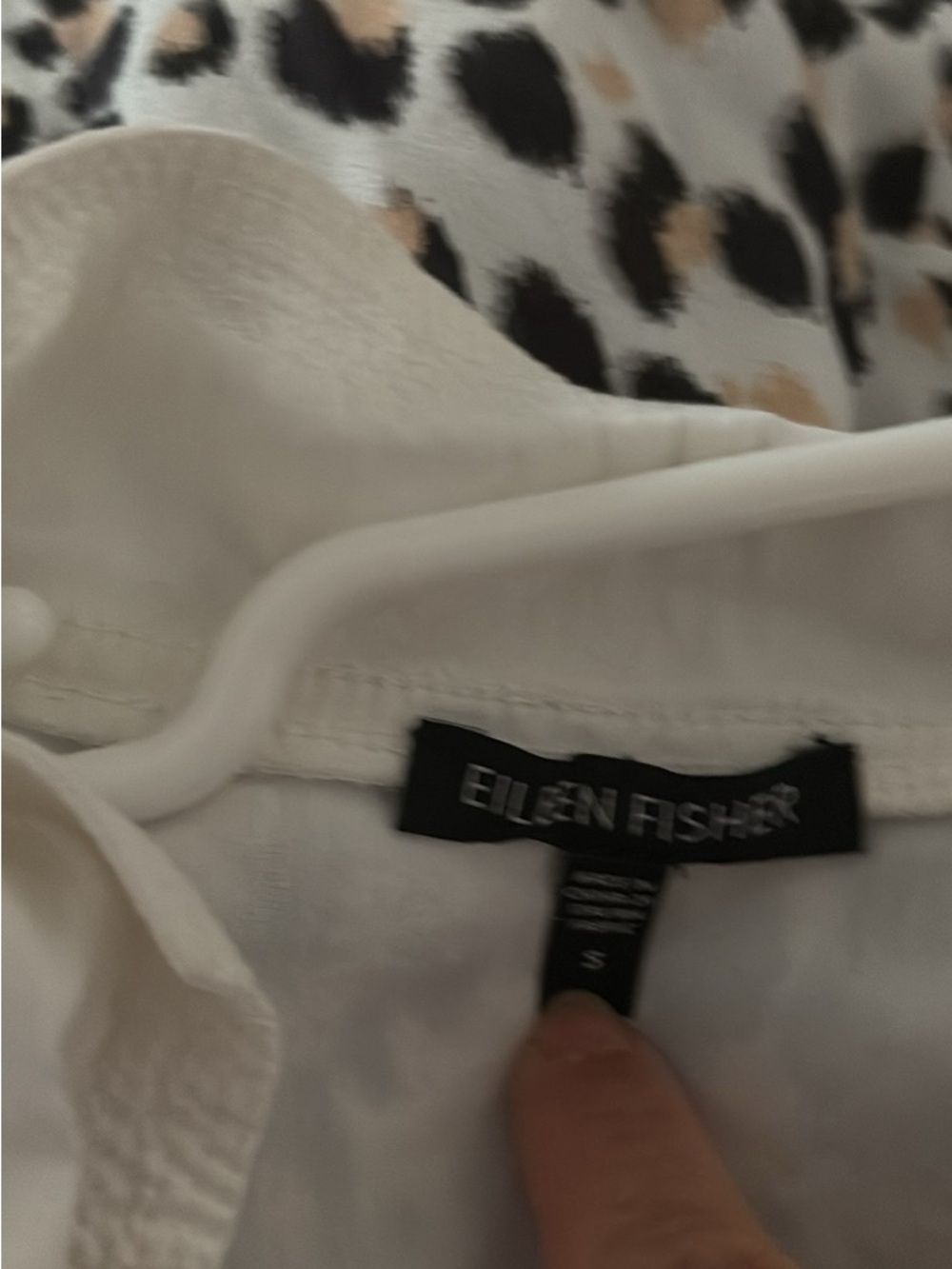 LOFT High Low Dress in White with Black and Beige Spot Print